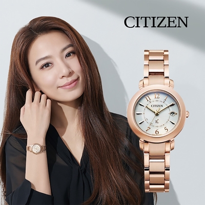 CITIZEN 星辰 XC 限定 鈦 光動能電波萬年曆女錶 母親節送禮 ES9444-50B