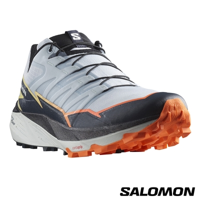 官方直營 Salomon 男 THUNDERCROSS 野跑鞋 登山鞋 石南灰/墨黑/橘