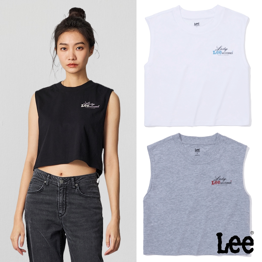 Lee 女款 短版左胸小Logo休閒背心 三色