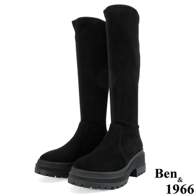 Ben&1966高級羊猄絨布厚底舒適長靴-黑(227061)