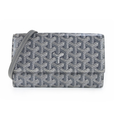 GOYARD Varenne 經典LOGO防水帆布翻蓋WOC斜背包-灰