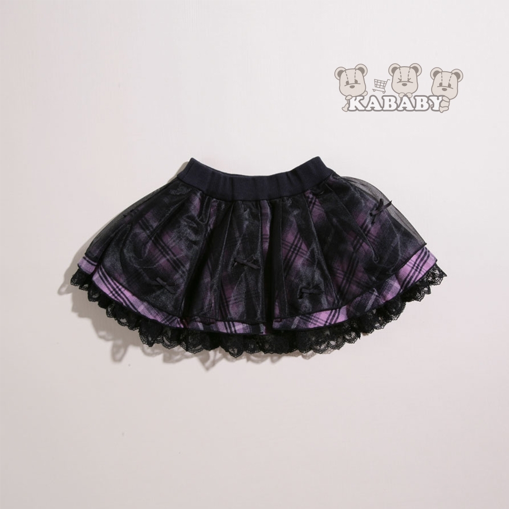 【金安德森】KA粉格紋蕾絲邊短裙 (粉色)