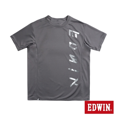 EDWIN 機能剪接迷彩LOGO短袖T恤-男-灰色