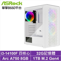 華擎B660平台[神滅戰士]i3-14100F/Arc A750/32G/1TB_SSD