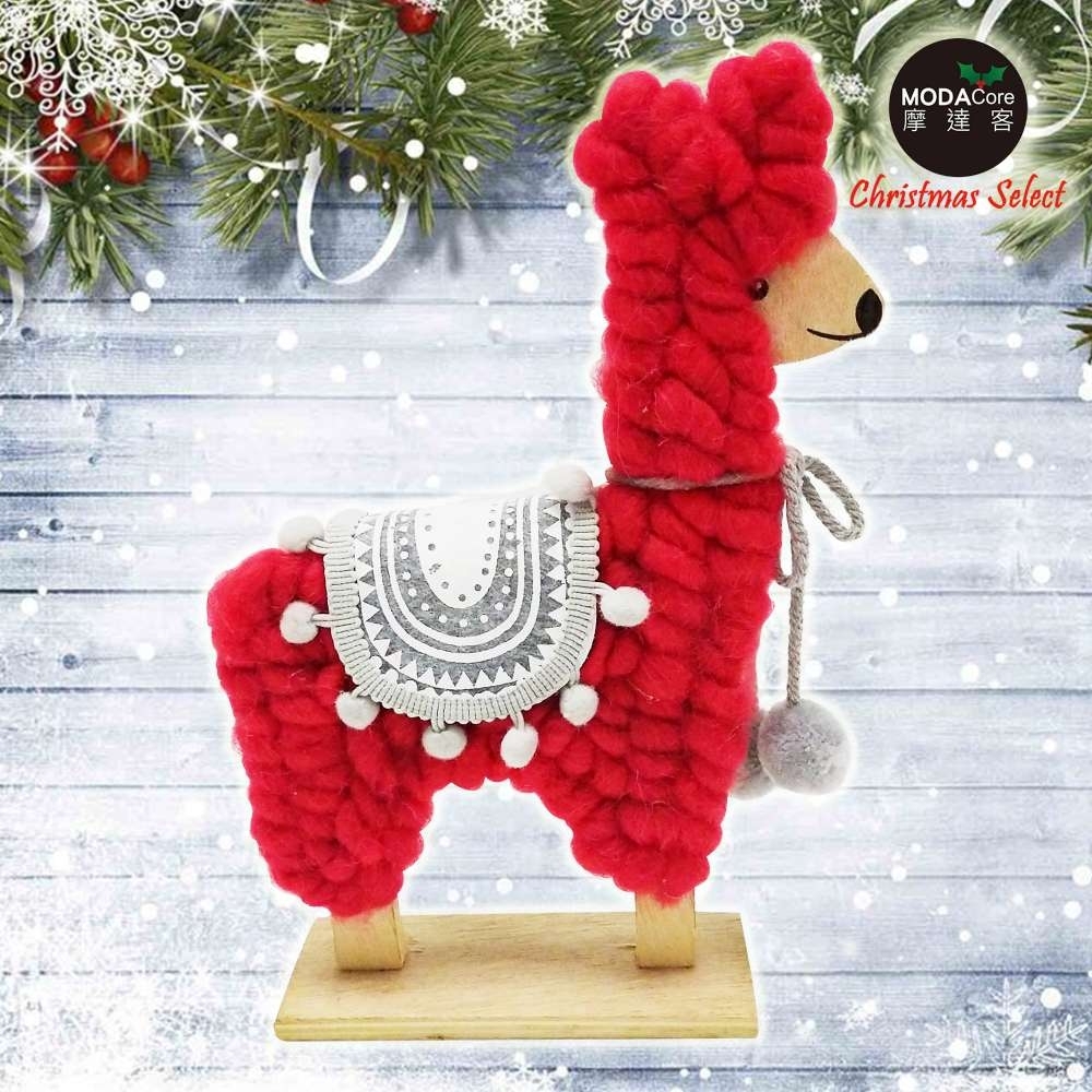 摩達客耶誕-超萌紅色羊鴕草泥馬羊毛氈公仔聖誕擺飾