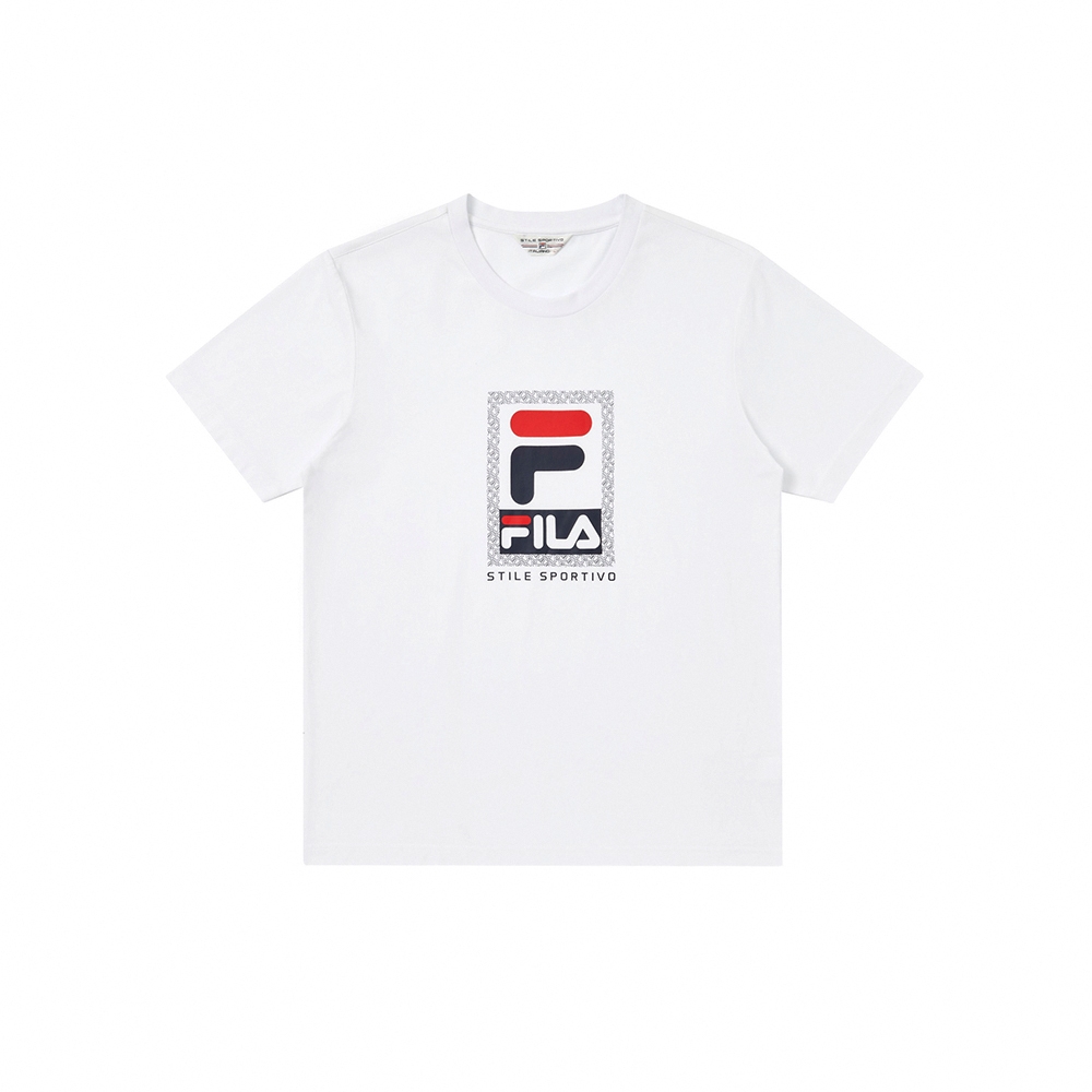 FILA 中性短袖棉質圓領T恤-白色 1TEY-1462-WT