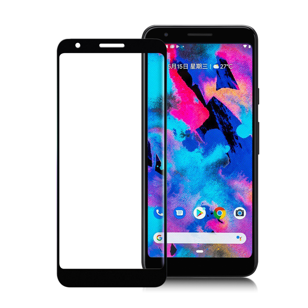 Xmart for Google Pixel 3AXL 透滿版 2.5D鋼化玻璃貼-黑