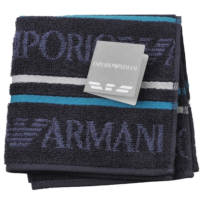 EMPORIO ARMANI 品牌圖騰字母LOGO小方巾(深灰色系)