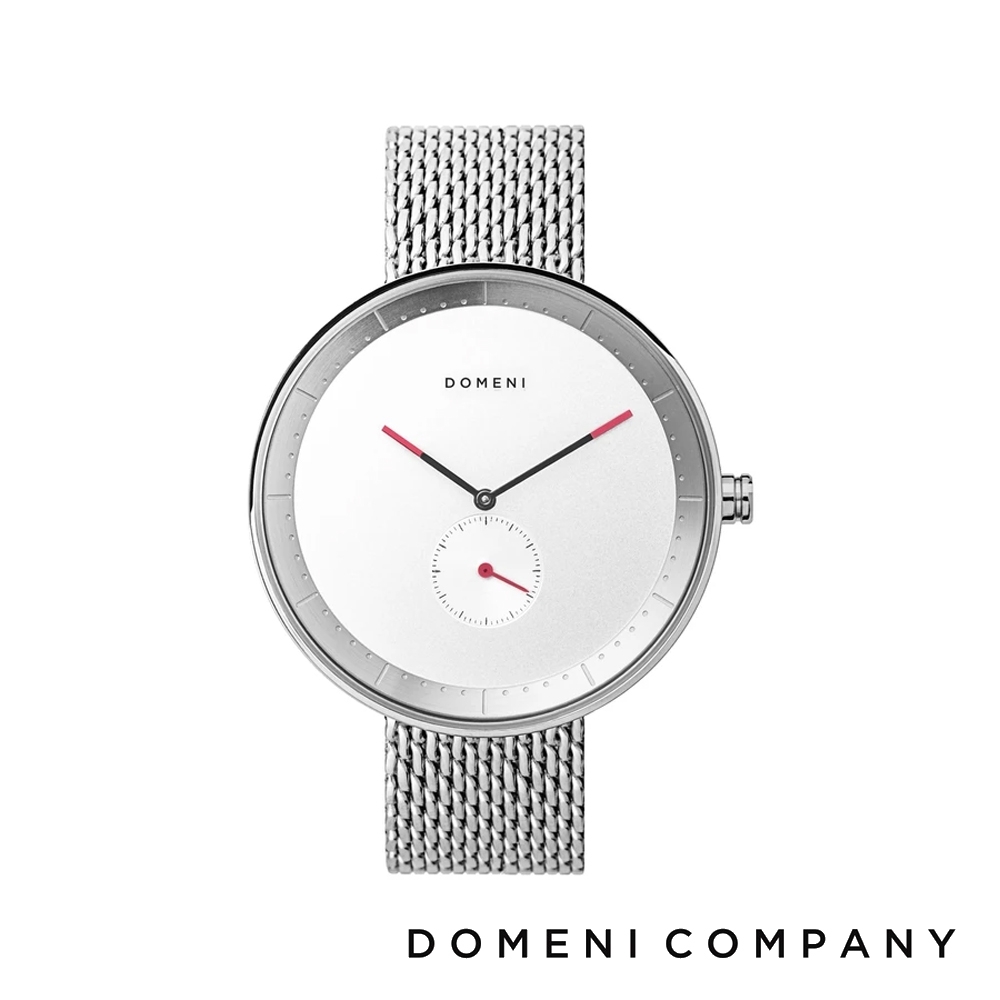 DOMENI COMPANY 經典系列 316L不鏽鋼小秒針錶 銀色錶帶 -白/40mm