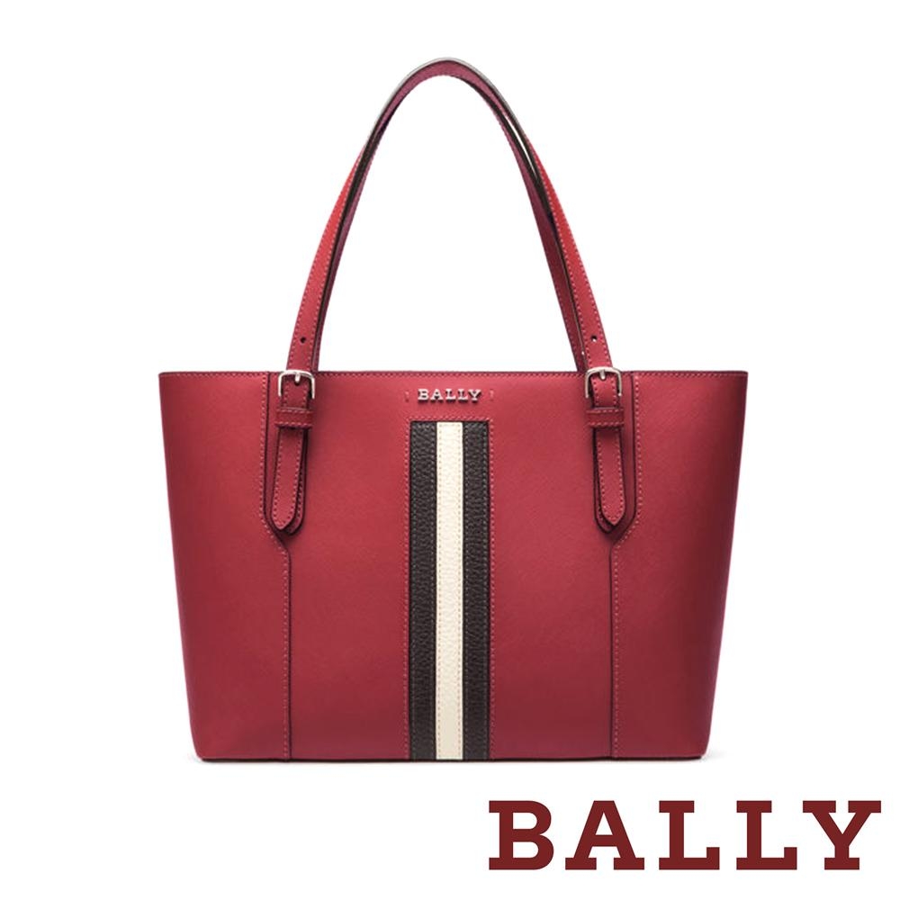 BALLY SUPRA SMALL 防刮牛皮肩背托特包-酒紅