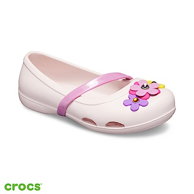 Crocs 卡駱馳 (童鞋) 莉娜女孩奇趣平底鞋-205529-6PI