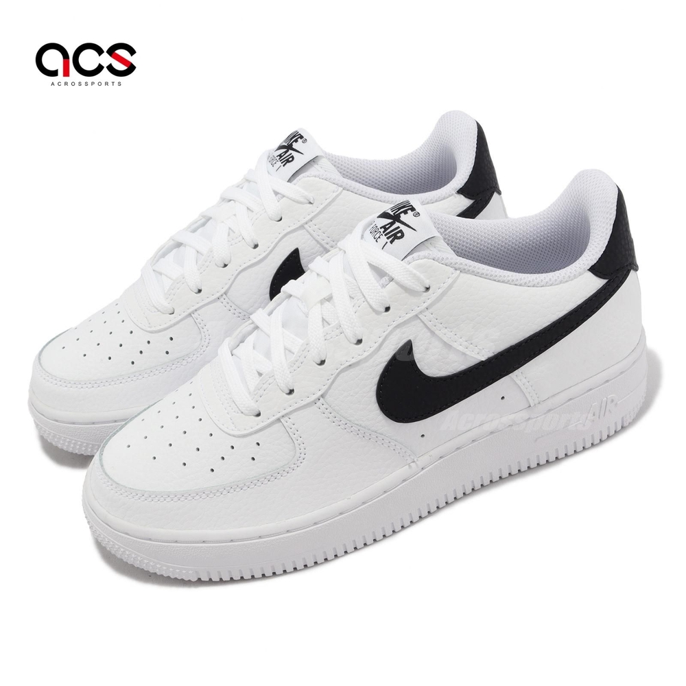 Nike 休閒鞋Air Force 1 GS 女鞋大童黑白皮革AF1 經典CT3839-100