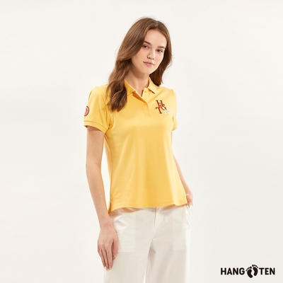 Hang Ten-女裝-刺綉短袖休閑POLO衫-淺黃