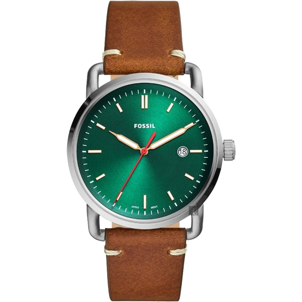 FOSSIL Commuter 新時代手錶(FS5540)-綠x咖啡/42mm