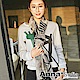 AnnaSofia 三角拼塊 拷克邊韓國棉圍巾披肩(灰黑米系) product thumbnail 1