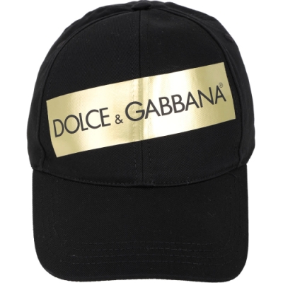 DOLCE & GABBANA 品牌字母帆布棒球帽(黑色)