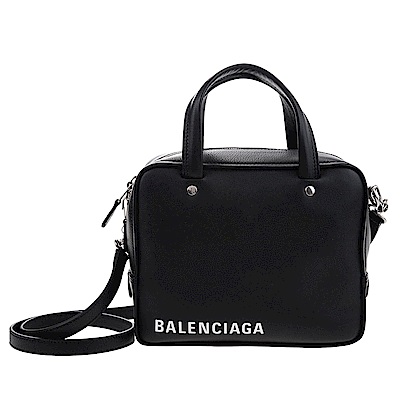 Balenciaga Triangle Square XS系列品牌字母小牛皮二用包(黑色)