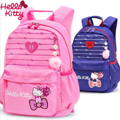 【優貝選】三麗鷗HELLO KITTY簡約條紋小學生書包 後背包1-3年級適用