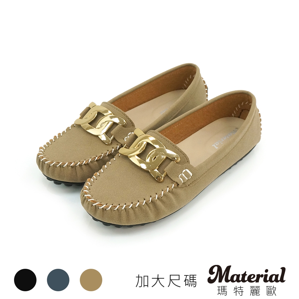 Material瑪特麗歐 懶人鞋 MIT加大尺碼時髦百搭豆豆鞋 TG53046 (棕色)