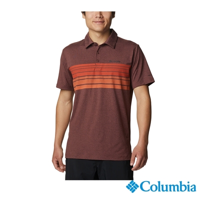Columbia 哥倫比亞 男款-UPF50快排Polo衫-暗紅 UAE22150WE / S23