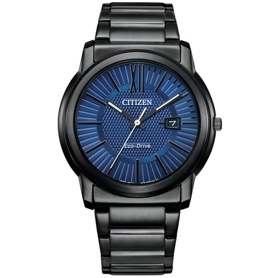 CITIZEN 星辰 競黑光動能時尚黑鋼腕錶 AW1217-83L