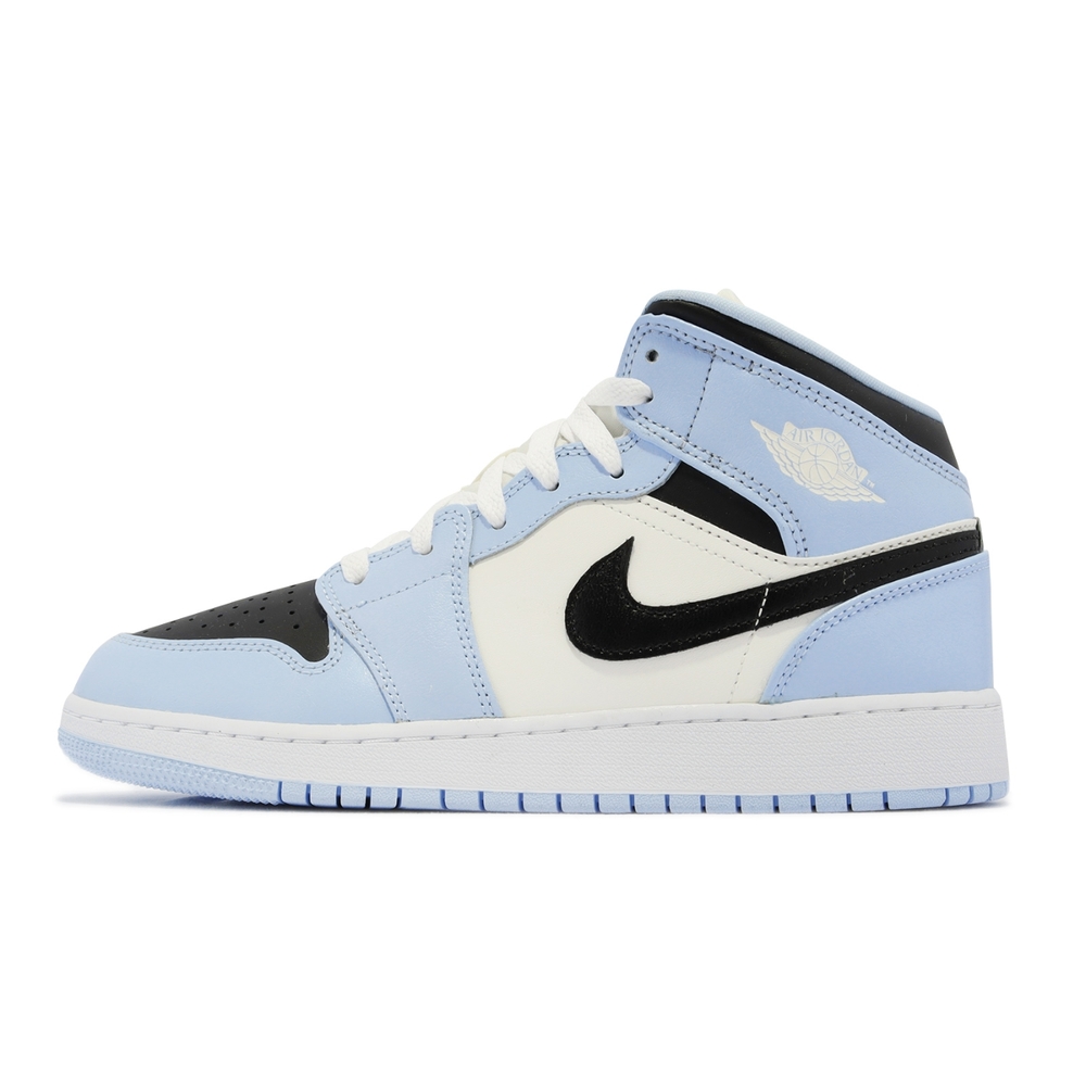 Nike Air Jordan 1 Mid GS 女鞋大童寶寶藍黑勾高筒AJ1 1代經典休閒鞋