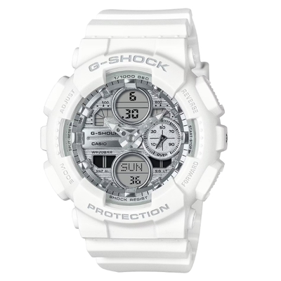 CASIO卡西歐 G-SHOCK 白色假期 耀眼銀白 雙顯系列 GMA-S140VA-7A_45.9mm