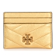 TORY BURCH KIRA 雙T金屬LOGO小羊皮卡片證件夾-奢華金 product thumbnail 1