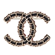 CHANEL 經典雙色皮革穿繞雙C LOGO造型胸針(金色) product thumbnail 1