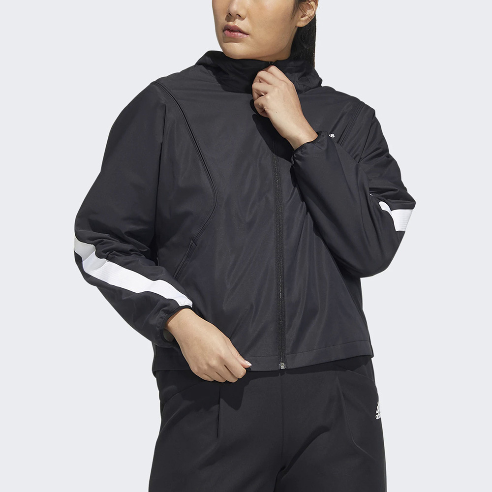 Adidas MET WV JKT HF2469 女 連帽外套 夾克 風衣 運動 訓練 亞洲版 簡約 拉鍊口袋 黑