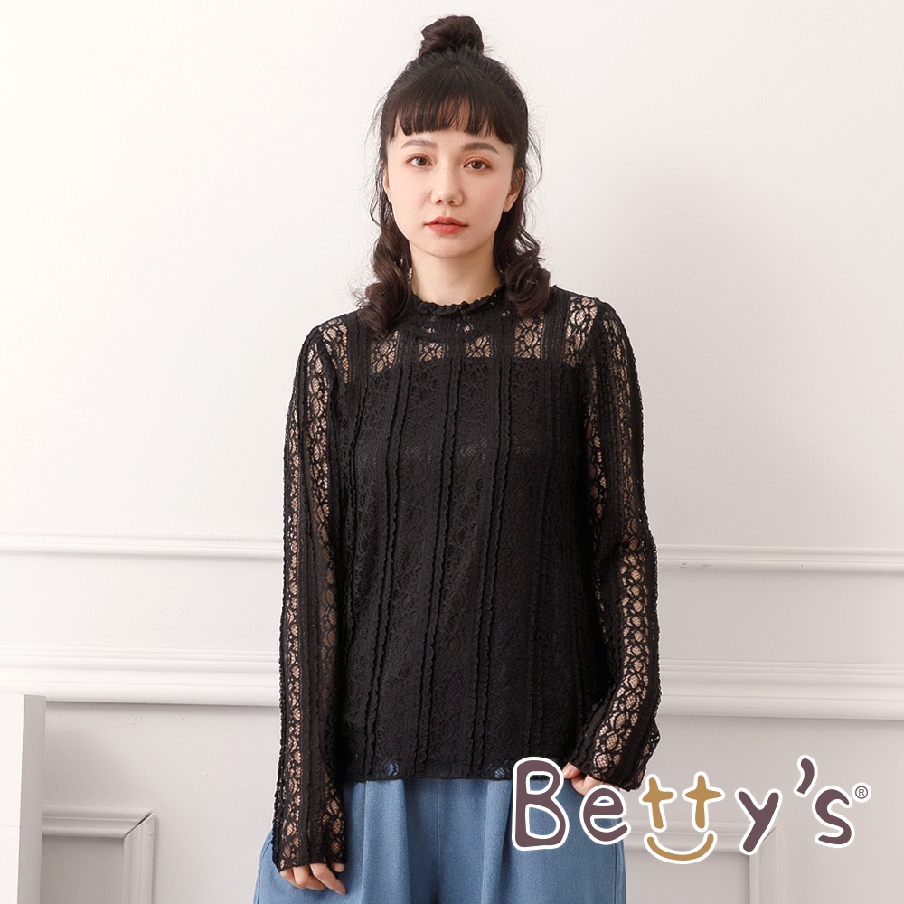 betty’s貝蒂思　小立領蕾絲上衣(黑色) (黑色)