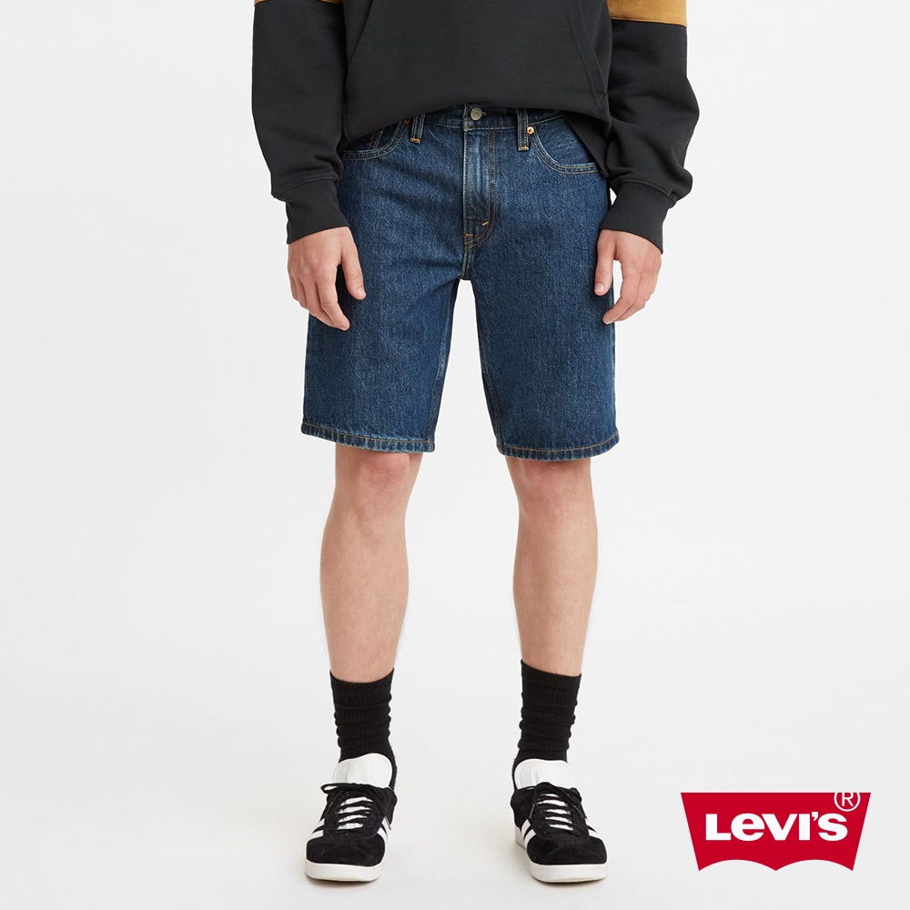 Levis 男款 上寬下窄 405牛仔短褲 / 精工深藍染水洗 / 仿舊紙標