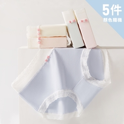 【Chic Chic 琪琪】5件套-聚乳酸蠶絲內襠簡約無痕中腰純棉內褲（顏色隨機出貨）