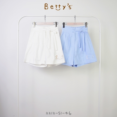 betty’s專櫃款　 綁帶高腰打摺短褲 (白色)