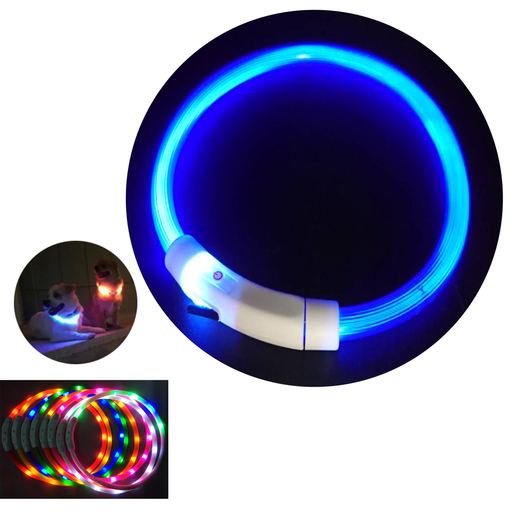 摩達客 LED寵物發光項圈(USB充電式 / 圓周50CM長/藍色光纖款)
