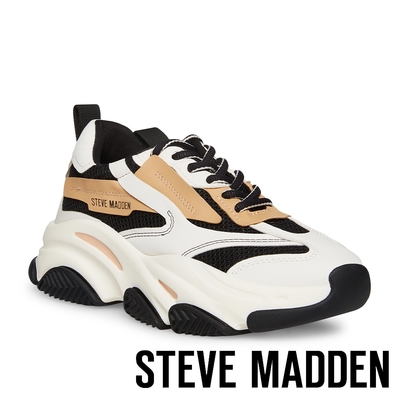 STEVE MADDEN-POSSESSION-E 拼接厚底武士老爹鞋-黑棕色