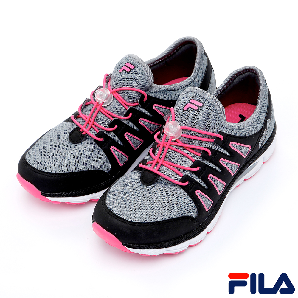 FILA 女輕量慢跑鞋-灰黑5-J201R-420