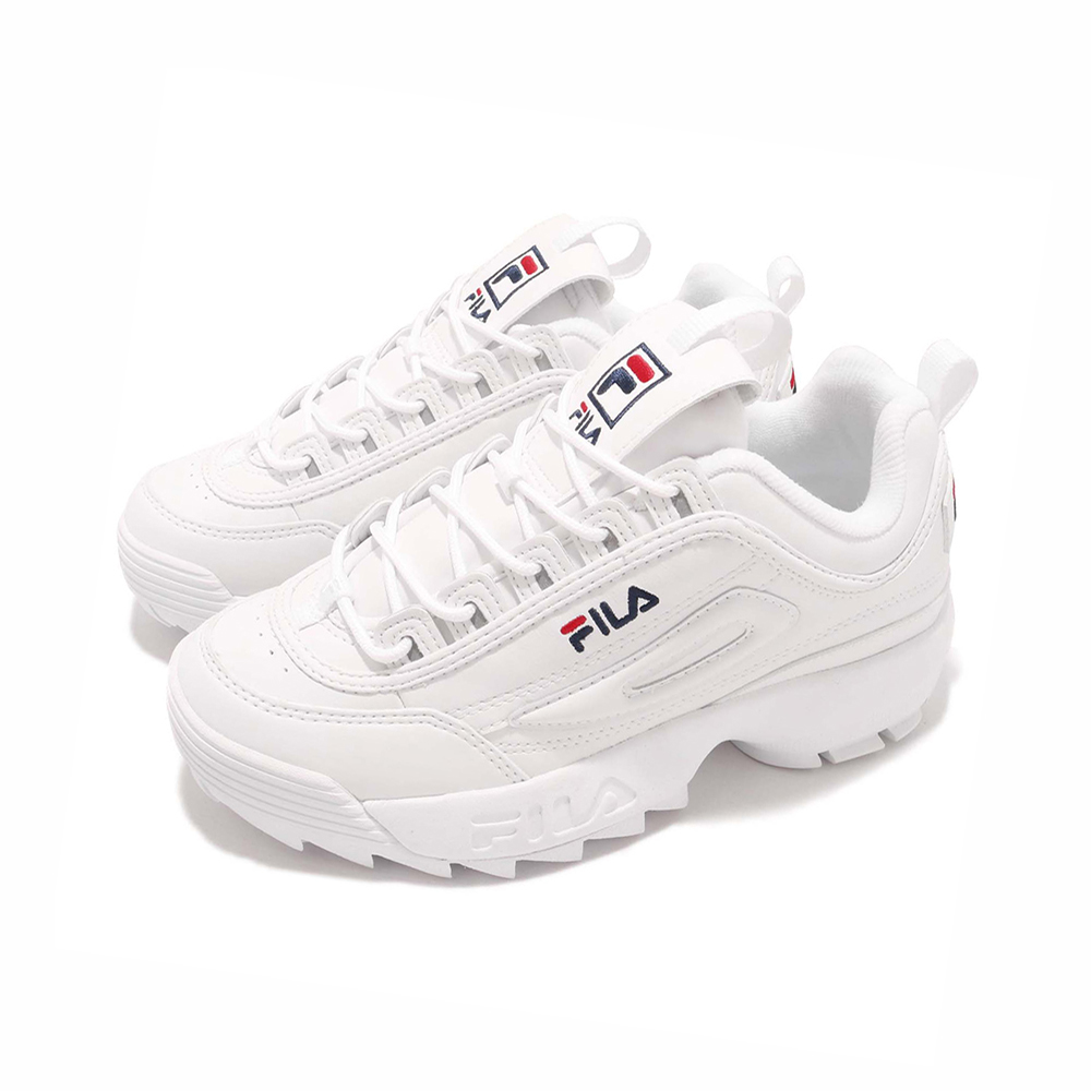 (男)FILA DISRUPTOR2韓版厚底鋸齒老爹鞋-白