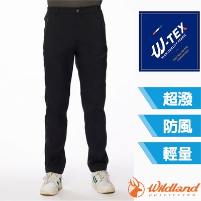 荒野 WildLand 男 彈性類power shield三層褲.保暖休閒長褲.運動褲_黑