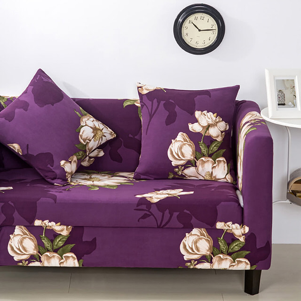 挪威森林 紫色花園 舒適彈性沙發套單人座(贈1抱枕套) product image 1