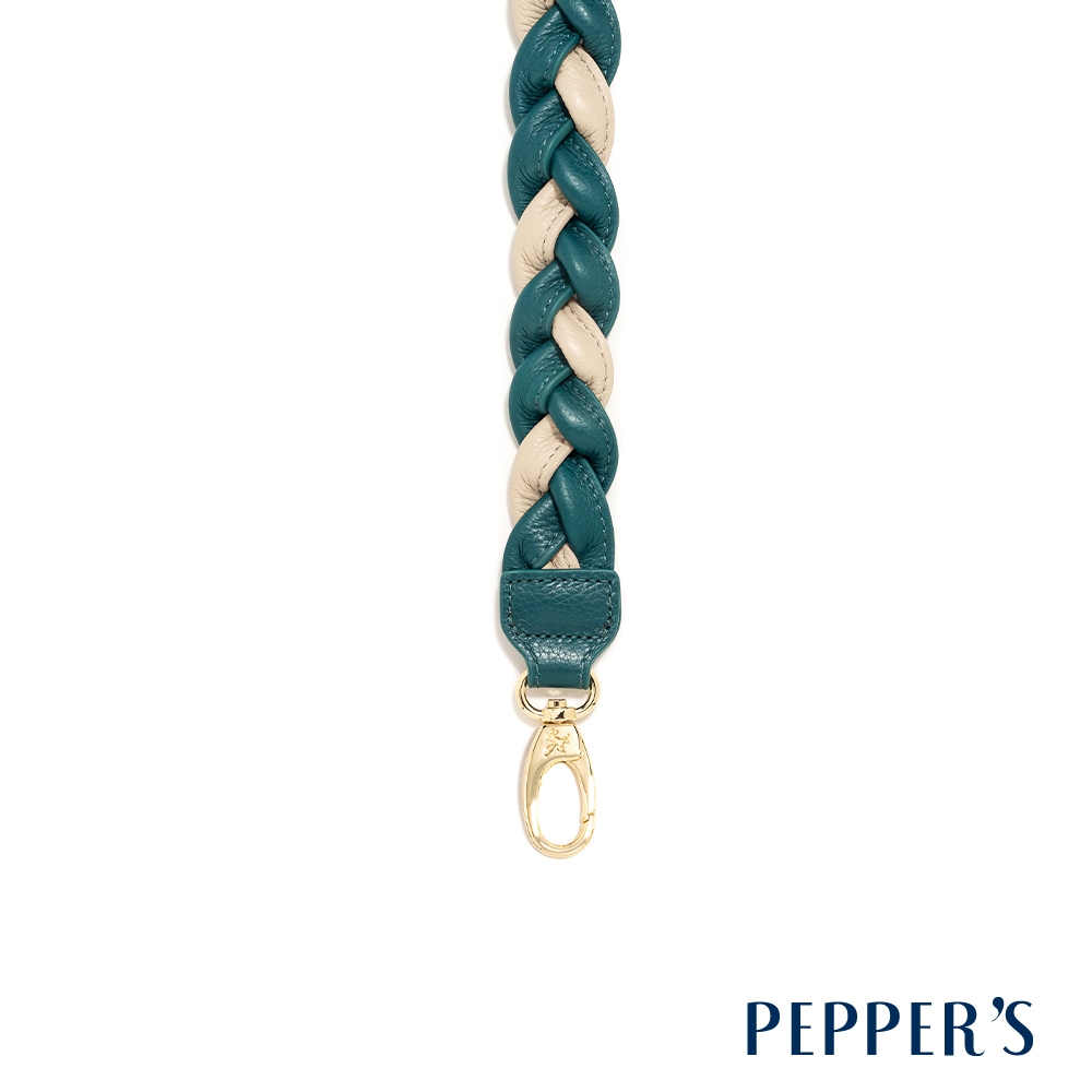 PEPPER'S Claire 牛皮編織短背帶 - 灰綠