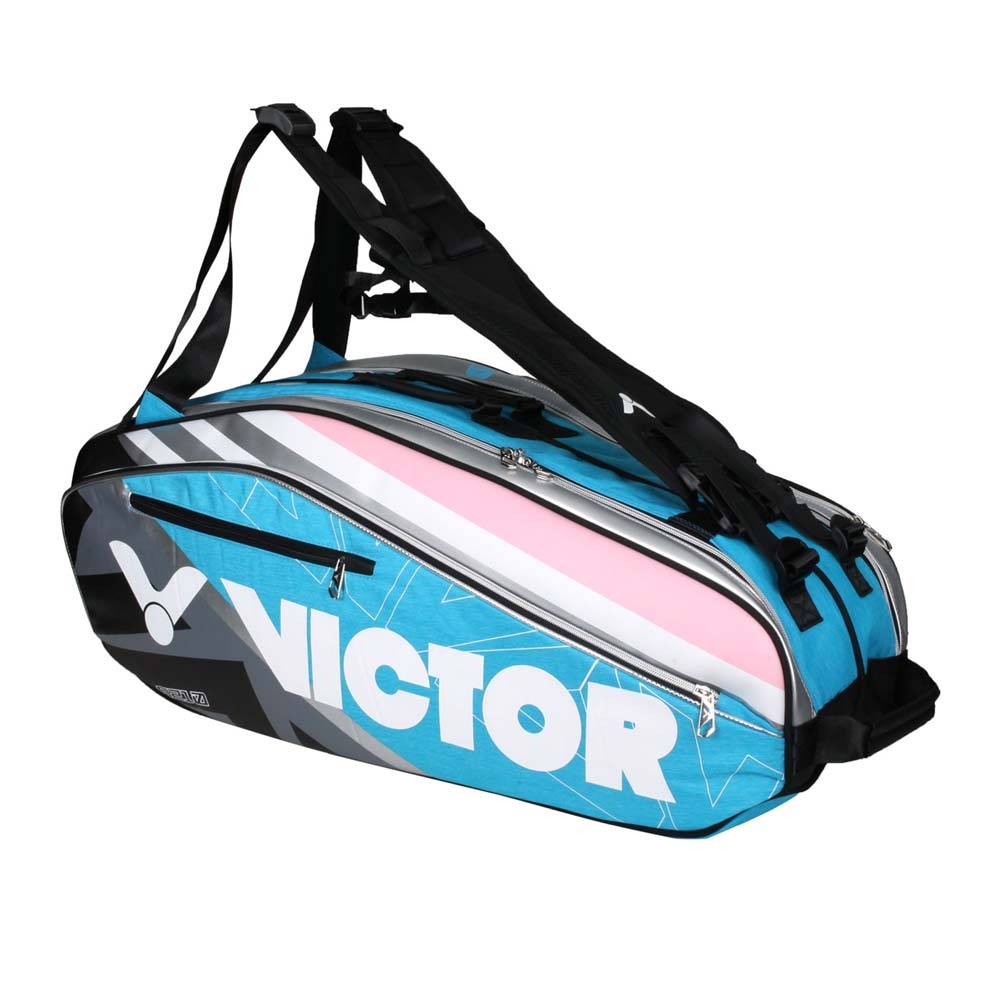 VICTOR 6支裝羽拍包-後背包 雙肩包 肩背包 裝備袋 球拍袋 羽球 勝利 BR9210CU 黑水藍白粉