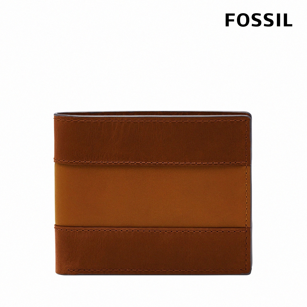 FOSSIL Everett 真皮拼色翻轉證件格短夾-棕色 ML4397210