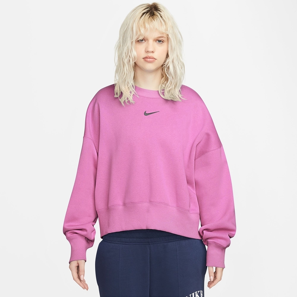 NIKE AS W NSW PHNX FLC OOS CREW 女長袖上衣-粉紫-DQ5762675 | NIKE