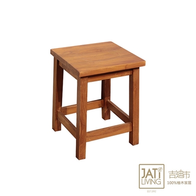 吉迪市柚木家具 柚木簡約方型椅凳/矮凳 ETCH011 36cm寬 原始紋理 森林自然系 簡約 板凳