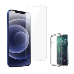 買保護貼送手機殼 iPhone12Pro高清透明 鋼化膜 手機 保護貼-i12 Pro 透明*1-贈氣墊殼*1