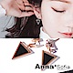 AnnaSofia 幾何圖形 白鋼耳針耳環(小方垂三角-黑金系) product thumbnail 1