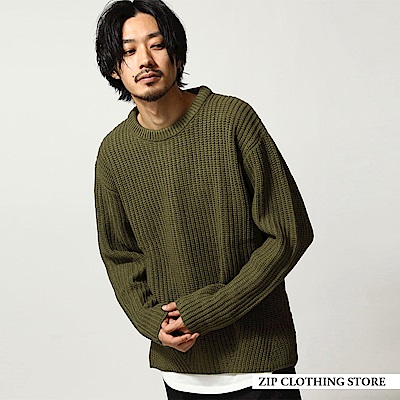 寬版圓領針織衫(7色) ZIP日本男裝