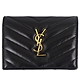 YSL MONOGRAM 黑色V型縫線羊皮金字翻蓋短夾(拉鍊袋) product thumbnail 1