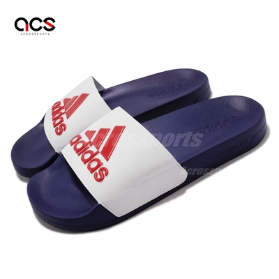 adidas 拖鞋 Adilette Shower 藍 白 紅 男鞋 柔軟 Q彈 愛迪達 HQ6885